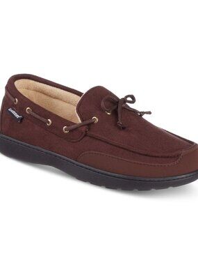 Isotoner Men's Water Repellent Microsuede Carter Boater Moccasin Dark Choco 8-9